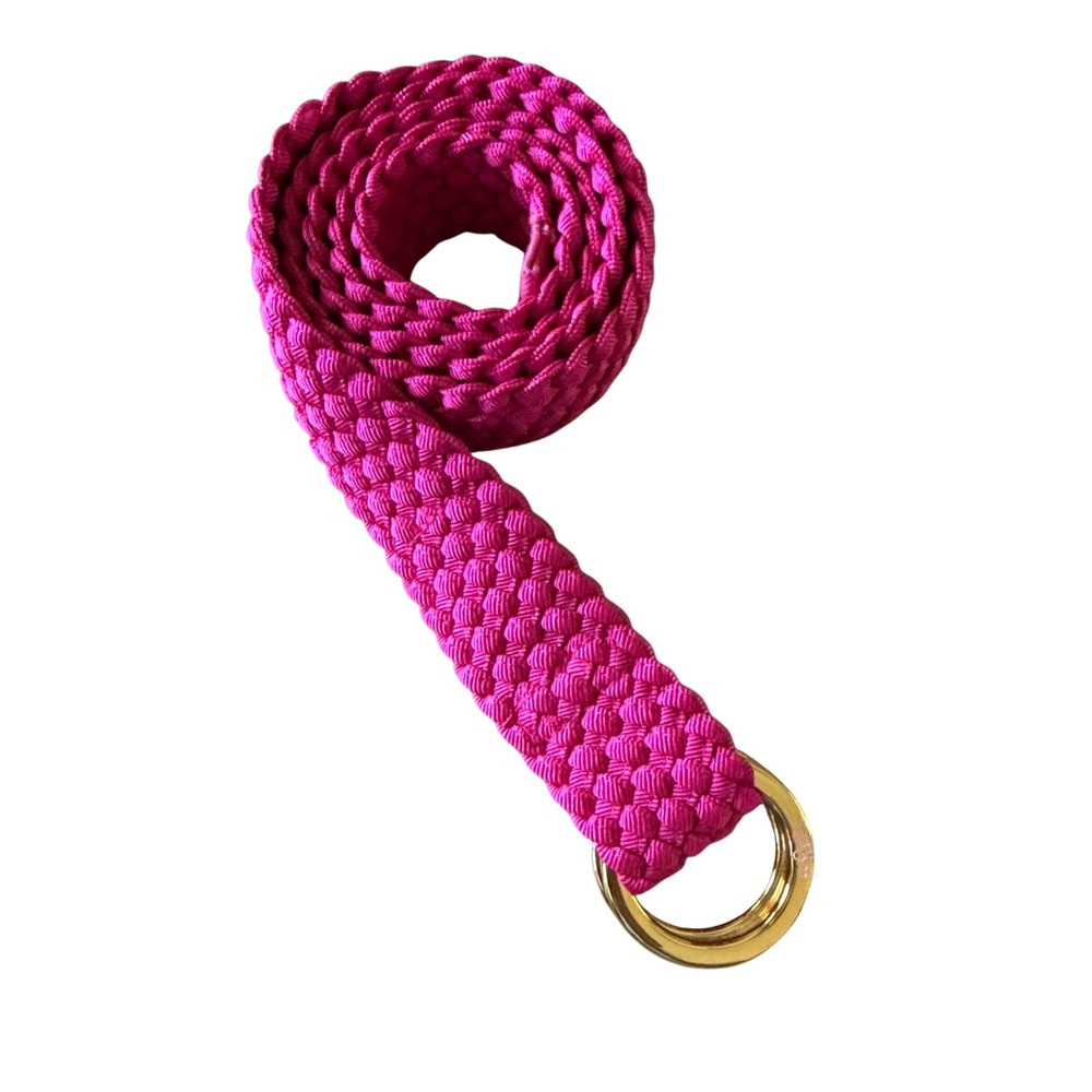 Lilly Pulitzer Woven D-Ring Belt Womens Large 43" Pink Braided Preppy